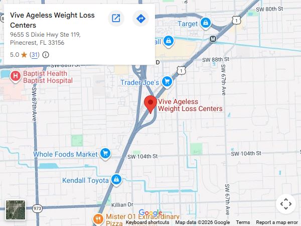 Get Directions From Your Location to Vive Ageless Weight Loss Center in Pinecrest, FL